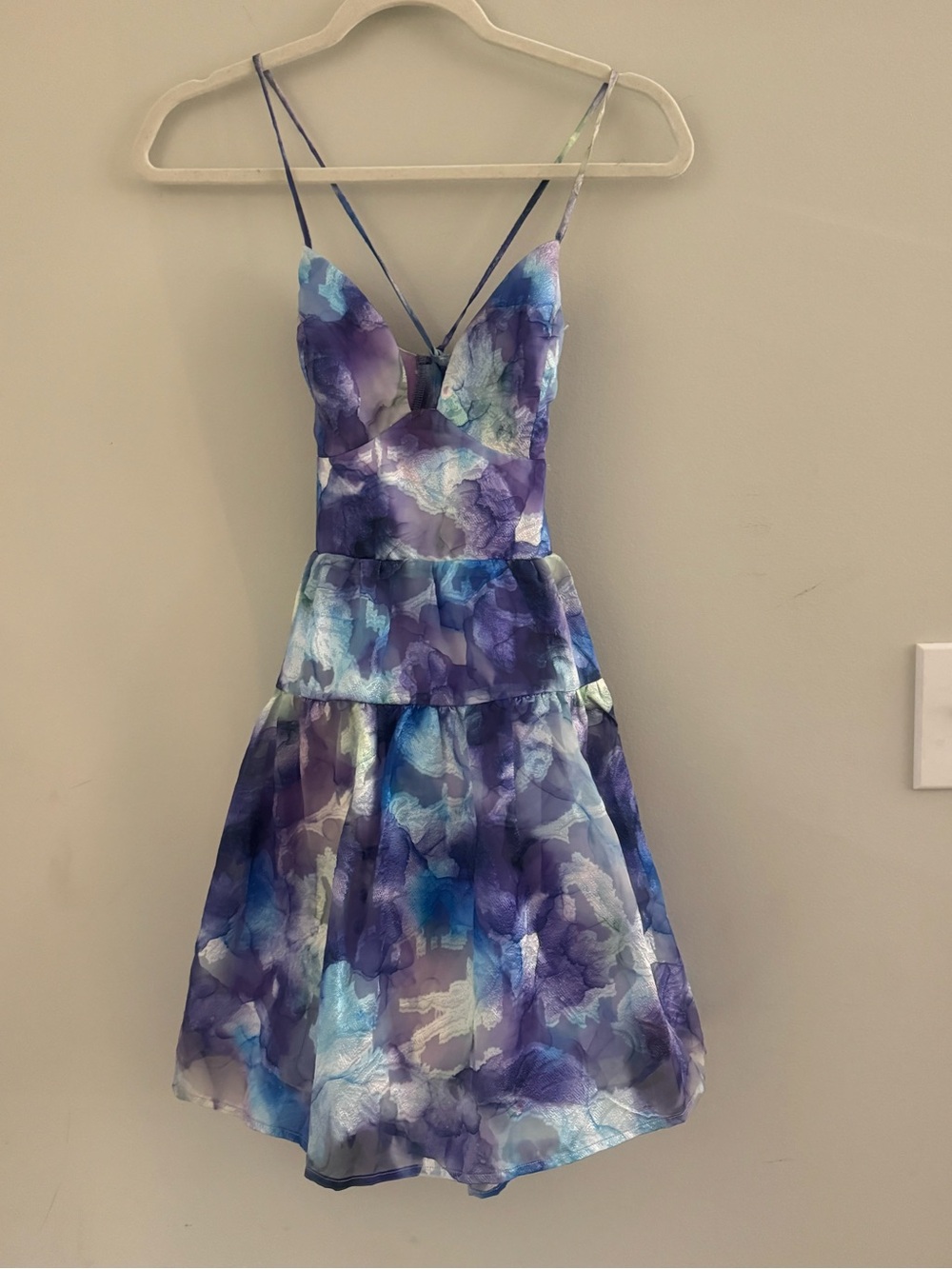 Hello Molly Purple & Blue Floral Spaghetti-Strap Dress